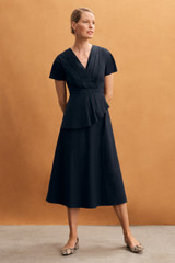 Amora Midi Dress Navy Stretch Cotton