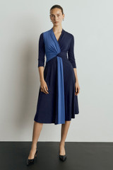 Avebury Dress Slate Blue And Navy Crepe Jersey