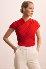 Torini Knitted Top Vivid Red Linen