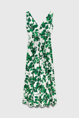 Almeria Maxi Dress Ivory And Vivid Green Cotton