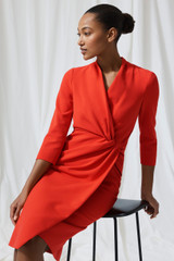 Greenwich Dress Vivid Orange Stretch Tailoring