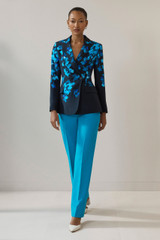 Alzira Straight Flared Trousers Turquoise Stretch Tailoring