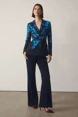 Knighton Silk Jacket Navy And Turquoise