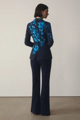 Knighton Silk Jacket Navy And Turquoise