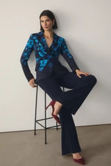 Knighton Silk Jacket Navy And Turquoise
