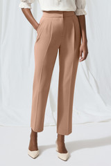 Clever Crepe Syros Tapered Trousers Light Fawn