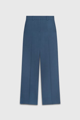 Alzira Straight Flared Trousers Dark Slate Blue Wool Twill