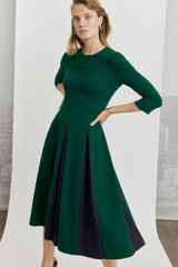 Zenora Dress Forest Green And Navy Stretch Ponte