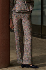 Alzira Straight Flared Trousers Navy And Ivory Tweed