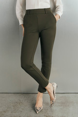 Workout Performance Slim-Leg Trousers Khaki Stretch Twill
