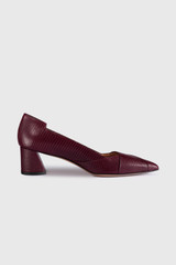 Saturnia 45 Heel Burgundy Lizard-Embossed Leather