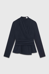 Clever Crepe Belleville Long Sleeve Top Navy