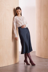 Kelmore Skirt Midnight Navy Satin Kelmore Skirt Midnight Navy Satin