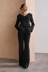 Clever Crepe Lexington Flared Trousers Black