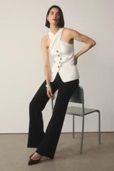Clever Crepe Lexington Flared Trousers Black