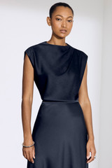 Skye Blouse Midnight Navy Satin