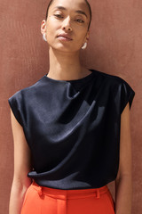 Skye Blouse Midnight Navy Satin