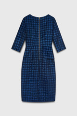 Eaton Dress Navy Metallic Houndstooth Tweed