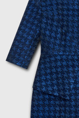 Eaton Dress Navy Metallic Houndstooth Tweed