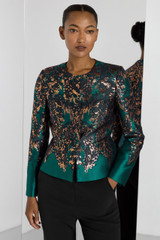 Venetia Jacket Teal Multicolour Jacquard