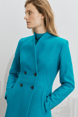 Belmore Coat Vivid Turquoise Wool Blend Twill