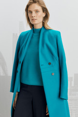 Belmore Coat Vivid Turquoise Wool Blend Twill