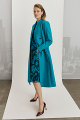 Belmore Coat Vivid Turquoise Wool Blend Twill