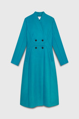 Belmore Coat Vivid Turquoise Wool Blend Twill