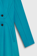Belmore Coat Vivid Turquoise Wool Blend Twill