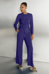Adelaide Wide-Leg Trousers Dark Violet Stretch Tailoring