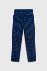 Clarendon Slim-Leg Trousers Navy Metallic Houndstooth Tweed
