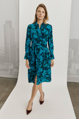Sirolo Dress Forest Green And Navy Multicolour Crepe