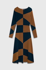 Windermere Dress Navy And Toffee Merino