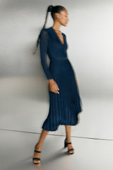 Minori Dress Navy Metallic Knit