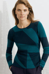 Cellino Sweater Teal And Navy Merino