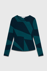 Cellino Sweater Teal And Navy Merino