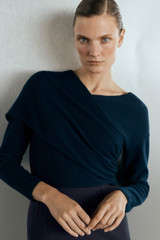 Riva Sweater Navy Wool Cashmere Blend