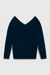 Riva Sweater Navy Wool Cashmere Blend