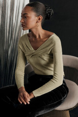 Zora Top Gold Metallic Knit