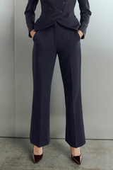 Ultimate Wool Alzira Straight Flared Trousers Navy - Welcome to