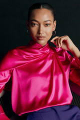 Knightsbridge Blouse Vivid Magenta Silk Satin