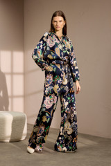Tierney Blouse Navy Silk Satin Made With Liberty Fabric