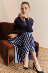 Mara Dress Navy And Cornflower Blue Stretch Knit