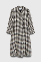 Romolo Coat Black And Ivory Houndstooth Wool Cotton
