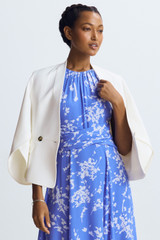 Oria Silk Dress Hydrangea Blue And Ivory