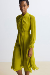 Carlton Silk Dress Chartreuse