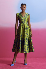 Valance Jacquard Dress Chartreuse And Navy