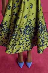 Valance Jacquard Dress Chartreuse And Navy