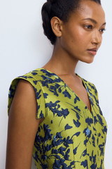 Valance Jacquard Dress Chartreuse And Navy