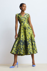 Valance Jacquard Dress Chartreuse And Navy